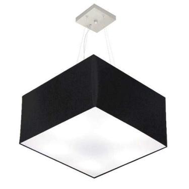 Imagem de Lustre Pendente Quadrado Cúpula Tecido 30/60x60 cm, Vivare Iluminação, Pendente4199 PR, Preto, Grande