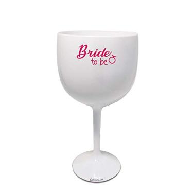 Imagem de 8 Taças Gin Acrilico 550ml Branca e Transparente Haste Rosa Despedida de Solteira