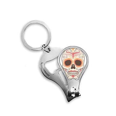 Imagem de Abridor de unha de pássaro circular rosa caveira ilustração cortador de unhas abridor chaveiro tesoura