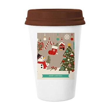 Imagem de Luvas de árvore de boneco de neve de Natal Caneca de café Copo de cerâmica