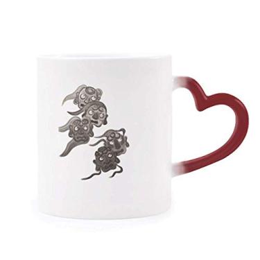 Imagem de Caneca chinesa estilo cinco Goblins monstro sensível ao calor caneca vermelha muda de cor