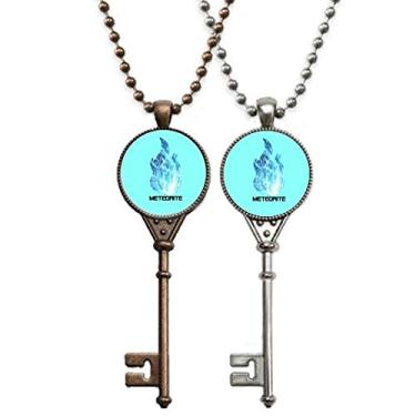 Imagem de OFFbb-USA Colar Cosmic Space Blue Flame Meteor Key Necklace Pendant Jewelry Couple Decor
