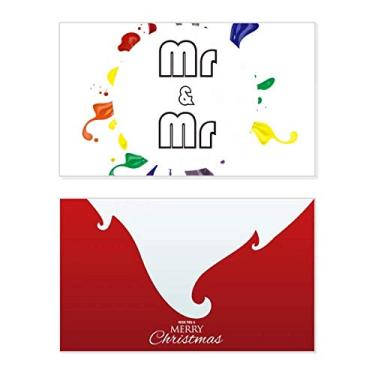 Imagem de LGBT Bandeira de arco-íris Mr & Mr Holiday Holiday Merry Christmas Cartões de parabéns Mensagem de Natal