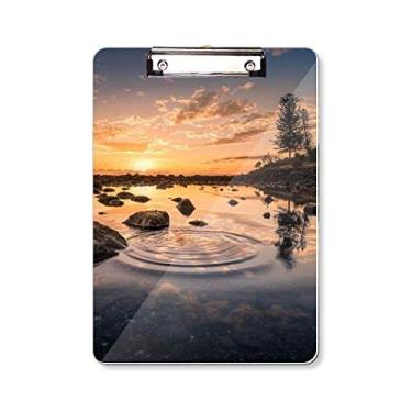 Imagem de Prancheta de prancheta com pedra do céu oceano ciência da água natureza placa de apoio A4