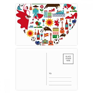 Imagem de Cartão postal com bandeira de flamingo, coração espanhol e coração