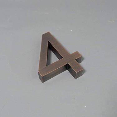 Imagem de Placa de casa flutuante 3D de 12,7 cm, número 0-9 letra ABC exterior metal aço inoxidável cor cobre vermelho placa de porta alfabeto placa digital moderna endereço casa apartamento de hotel, montagem com parafuso