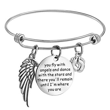 Imagem de Bracelete memorial com asas de anjo e etiqueta para com a letra do melhor amigo, de formatura