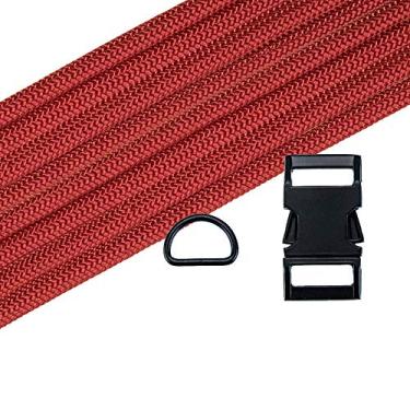 Imagem de Paracord Planet Kit de coleira de cachorro DIY – Coleira para cachorro de corda de paraquedas – Fivela de 550 Paracord de 1,5 cm e anel D de 9,5 cm – Ferragens de metal preto e prata – opções de cores (Dogue alemão)