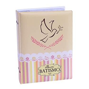 Imagem de Álbum Fotográfico 15x21 100 Fotos BATISMO LISTRA ROSA Bebê Infantil Batizado