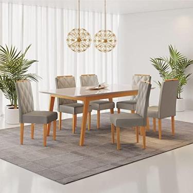 Imagem de Conjunto Sala de Jantar Mesa Elegance com 6 Cadeiras Diamante Jolie Jcm Móveis Cinamomo/off White