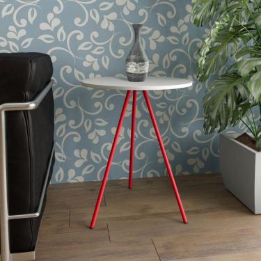 Imagem de Mesa Lateral Gabriela Wood Branco E Vermelho - Branco