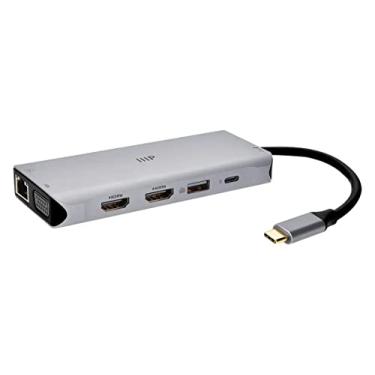 Imagem de Monoprice Estação de ancoragem para monitor triplo HDMI + VGA MST 12 em 1, Dual 4K HDMI, VGA, 5Gbps USB‑A, Gigabit Ethernet, leitores SD/MicroSD, 100 W PD, conector duplo de áudio/microfone de 3,5 mm