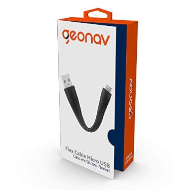 Imagem de Geonav Cabo em silicone flexível 12cm, Micro USB, sugerido para utilização com o powerbank/carregador portátil, MI012B, Preto