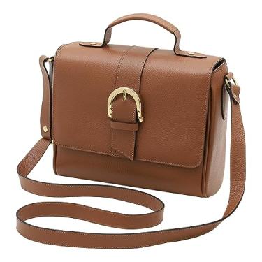 Imagem de Bolsa Transversal Feminina de Couro Bovino Legítimo Mariart Sauípe (Camel)