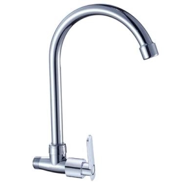 Imagem de Torneira De Pia Cozinha Parede Bica Móvel Metal Inox Cromada 1/4 Volta Moderna