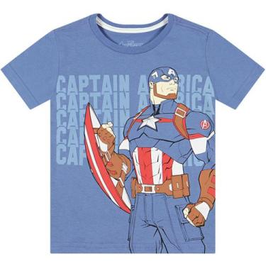 Imagem de Camiseta Infantil Manga Curta Capitão America Com Lettering Azul- Marv