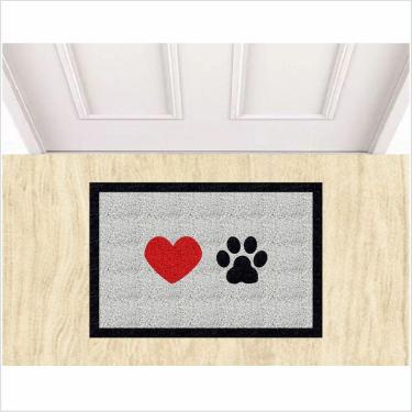 Imagem de Tapete Capacho Pata Coração, Medida Porta. Cor Prata