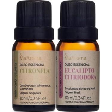 Imagem de KIT 2 Óleos Essenciais Via Aroma Puros e Naturais - Escolha Entre Diversas Fragrancia ex. Menta Piperita, Lavanda, Alecrim e Muito Mais. (Eucalipto Citriodora + Citronela)