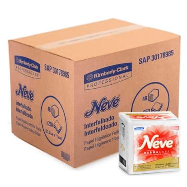 Imagem de Papel Higiênico Interfolhado Folha Dupla Neve Cai Cai 48 Pacotes com 250 Folhas