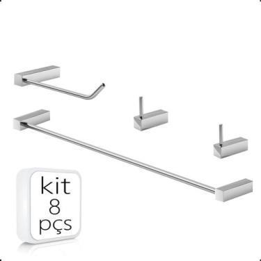 Imagem de Kits Acessórios Para Banheiro Grego Modelo Troia Suporte Quadrado Kit