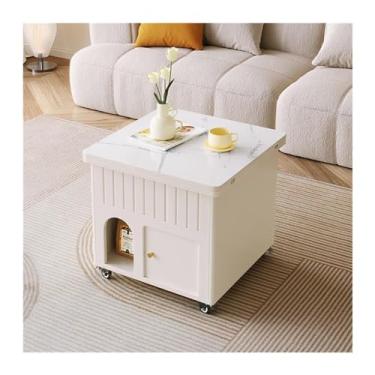 Imagem de WAOCEO Mesa lateral multifuncional pequena mesa de centro de elevação de uso duplo, sal...