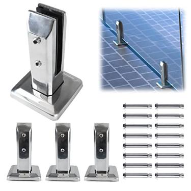 Imagem de Muzata Pacote com 4 braçadeiras de vidro retangular de aço inoxidável polido para espessura de vidro 8 mm-14 mm (8 mm-14 mm) poste de grade de jardim varanda para piscina resistente, GS10 SO4