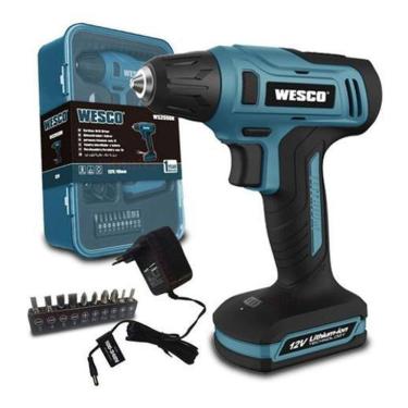 Imagem de Furadeira E Parafusadeira Sem Fio - Wesco - Azul - 110V/220V