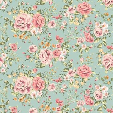 Imagem de Leliz Papers, Papel De Parede Adesivo Floral Rosa Fundo Verde Claro 10m