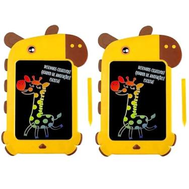 Imagem de Kit 2 Lousa Mágica Infantil Colorida Formato Girafa Tela de 8.5 Polegadas