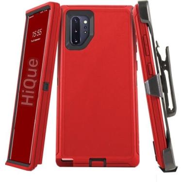 Imagem de Capa de borracha para Samsung Galaxy Note 10 Plus/10+ (6,8 polegadas), [SEM protetor de tela][clipe para cinto][proteção contra quedas] Capa rígida híbrida de TPU resistente e resistente para Galaxy Note 10 Plus - vermelha