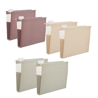 Imagem de Fei Bi Pacote com 6 pastas de arquivos suspensas de capacidade extra tamanho carta acordeão pasta de arquivo decorativa fofa colorida para escritório e casa com abas ajustáveis de 1/5, conjunto de cores selecionadas 1