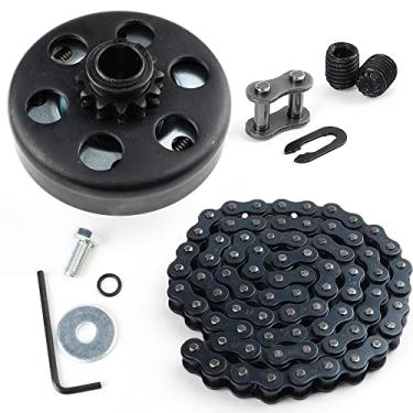 Imagem de LotFancy Go Kart Embreagem 3/4 furo 12T com corrente #35, embreagem centrífuga adequada para motores Go Kart Minibike Honda, com 2 parafusos de ajuste e 1 peça de elo de conexão