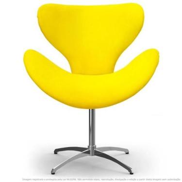 Imagem de Cadeira Decorativa Poltrona Egg Amarela Com Base Giratória - Clefatos