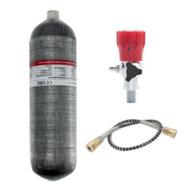 Imagem de TUXING Tanque de fibra de carbono de 4,7 L, sistema comprimido de ar 4500psi, tanque de carregamento de pistola de ar pcp HPA estação de enchimento de válvula reguladora de medidor de condor para PCP