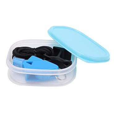 Imagem de Apito de árbitro com som nítido, cordão e clipe de dedo para atividades ao ar livre, árbitros, salva-vidas, futebol, basquete, prata (Bleu clair)