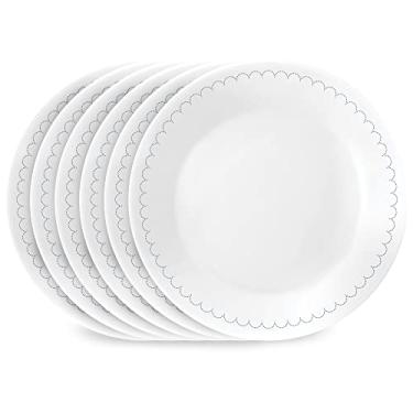 Imagem de Corelle Pratos redondos para aperitivos de 6 peças, vidro de camada tripla Vitrelle, pratos redondos leves, pratos de sobremesa, resistentes a lascas e arranhões, seguro para micro-ondas e