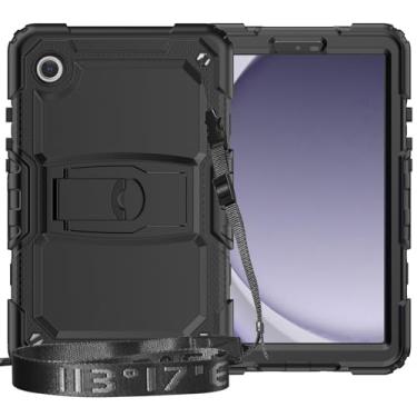 Imagem de Estojo protetor Capa compatível com Samsung Galaxy Tab A9 de 8,7 polegadas SM-X110/X115/X117, com protetor de tela integrado, capa protetora de 3 camadas, capa híbrida à prova de choque e resistente c