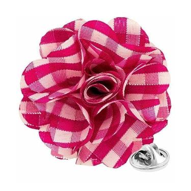 Imagem de Vittorio Vico Broche de lapela de flor xadrez formal masculino premium - Boutonniere para homens, broche de flor, 2.5" (6.36CM), Poliéster, Não aplicável