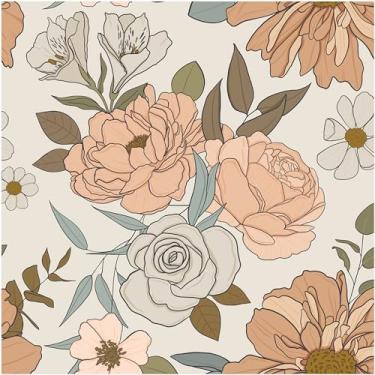 Imagem de Blooming Wall DPYC59 Papel de parede autoadesivo Clarie rosa claro peônia branca Camellia Peel and Stick Papel de parede autoadesivo pré-colado decoração de parede