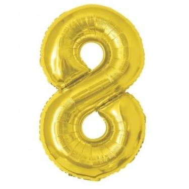 Imagem de Balões Metalizado Numero 8 Dourado 100cm Para Casamentos, Aniversarios e Batizados