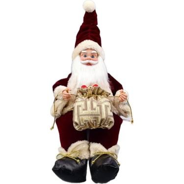 Imagem de Papai Noel Sentado Vinho Tradicional Decoração Natal 40Cm