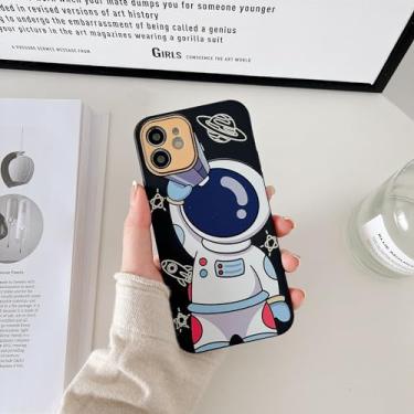 Imagem de Yonds Queen Capa fofa para iPhone 12, desenho legal astronauta design espacial elegante para-choque feminino proteção antiderrapante à prova de choque capa criativa (telescópio, iPhone 12)