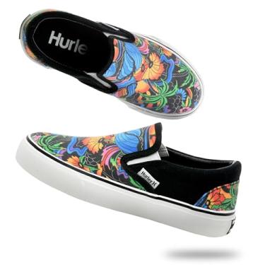 Imagem de Hurley Tênis infantil de lona sem cadarço – Tênis de skate de cano baixo para crianças, calçados esportivos para meninos e meninas, tênis casuais, Havaí, 18