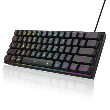 Imagem de MageGee Mini teclado 60% para jogos, teclado RGB retroiluminado 61 teclas, teclado de computador de escritório ergonômico à prova d'água TS91 para PC, Mac, PS4, Xbox ONE gamer (preto)