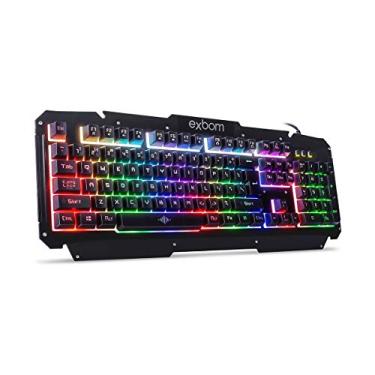 Imagem de Gimp Teclado Gamer USB Semi-Mecânico com Iluminação de LED e Acabamento em Metal com Fio Exbom BK-G200, Preto
