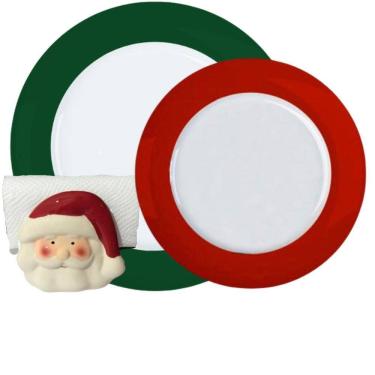 Imagem de Jogo 12un Pratos Rasos e Sobremesa Versa Natal Porcelana Germer