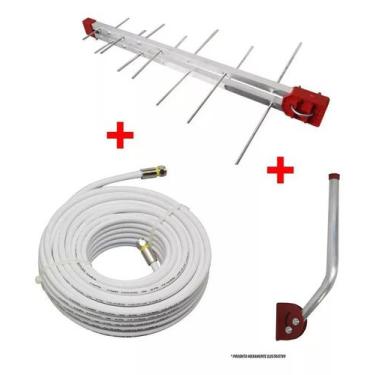 Imagem de Kit Antena Log 38 PDI + Cabo Coaxial rg6 15m branco + Mastro Articulad