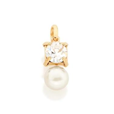Imagem de Pingente banhado ouro 3x 24k 18k e 22k  feminino quadrado cristal e pé