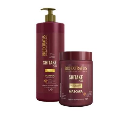 Imagem de Kit 1 Shampoo 1 Banho de Creme limpeza Nutritiva Shitake 1L - BIOEXTRA