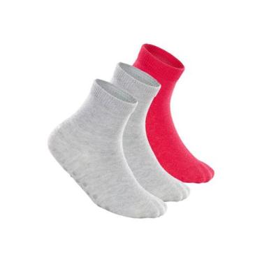 Imagem de Kit 3 Pares de Meias Bebê Antiderrapante Lupo 2041-032 Colorido, Cinza